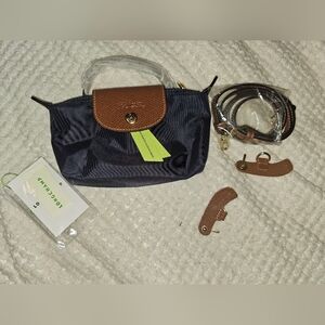 BNWT Longchamp Navy and Brown Mini Crossbody Bag